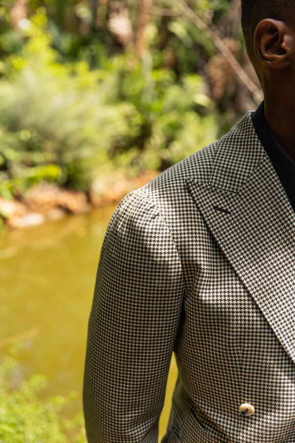 Black and Ivory wool houndstooth Double breasted sports jacket - Image 20