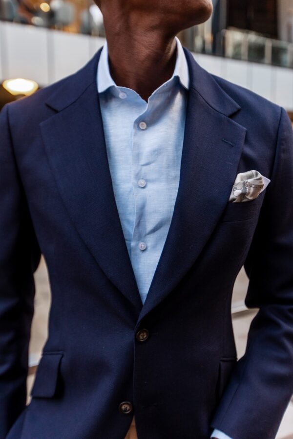 Navy Hopsack Blazer - Image 10