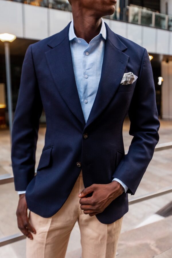 Navy Hopsack Blazer - Image 9