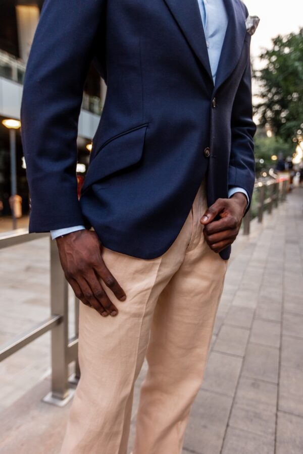 Navy Hopsack Blazer - Image 8