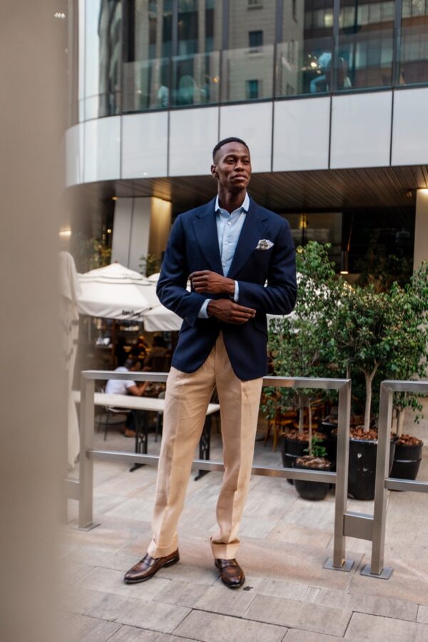 Navy Hopsack Blazer - Image 7