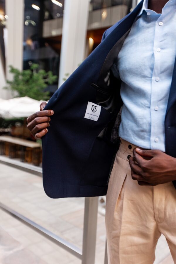 Navy Hopsack Blazer - Image 5