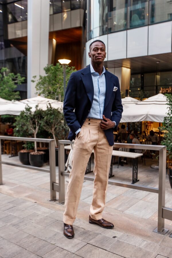 Navy Hopsack Blazer - Image 3