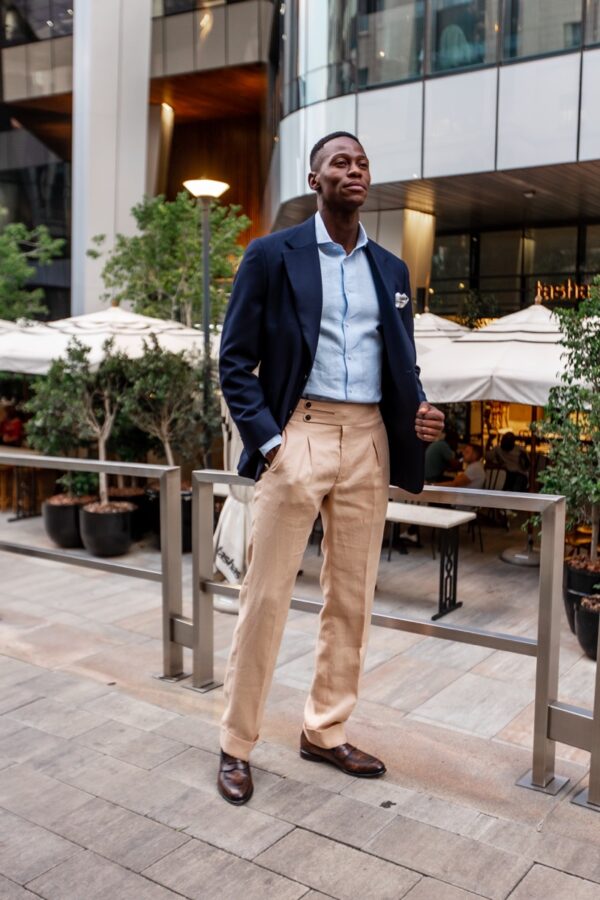 Navy Hopsack Blazer - Image 2