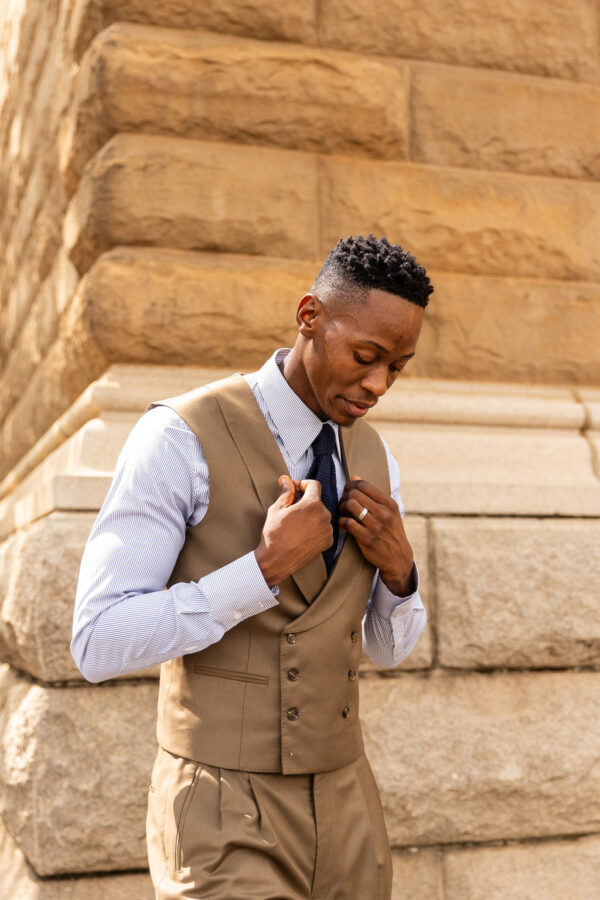 3-Piece Military brown classic cut suit - Image 3