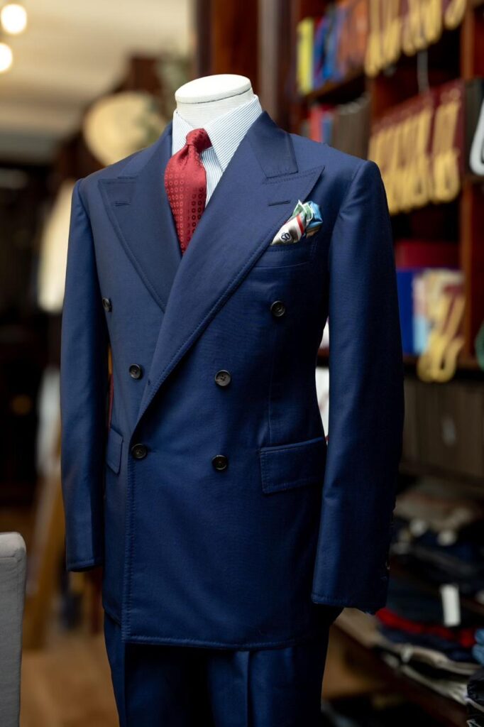 French Blue Full Canvas Double Breasted Suit